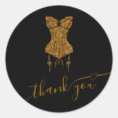 Gold Glitter Logo Lingerie Boutique Hartelijk dank Ronde Sticker (Voorkant)