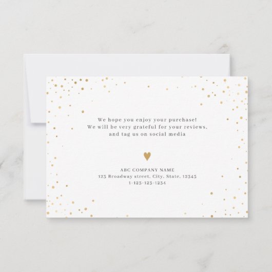 Gold glitter logo voor eenvoudig script bedankkaart (Achterkant)