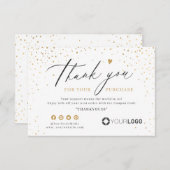 Gold glitter logo voor eenvoudig script bedankkaart (Voorkant / Achterkant)