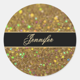 Gold Glitter look Artwork Ronde Sticker