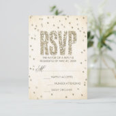 Gold Glitter look Confetti Stippen Weddenschap RSV RSVP Kaartje (Staand voorkant)