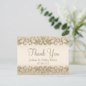 Gold Glitter Look Dank je Briefkaart (Staand voorkant)