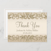 Gold Glitter Look Dank je Briefkaart (Voorkant / Achterkant)