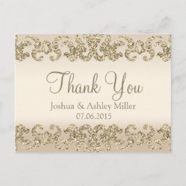 Gold Glitter Look Dank je Briefkaart