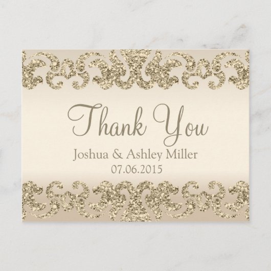 Gold Glitter Look Dank je Briefkaart (Voorkant)