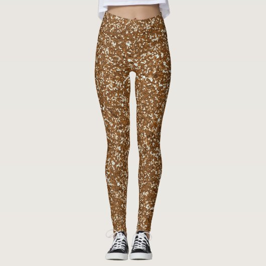 Gold Glitter look Leggings (Voorkant)