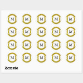 Gold Glitter look Monogram Seal Ronde Sticker (Vel)
