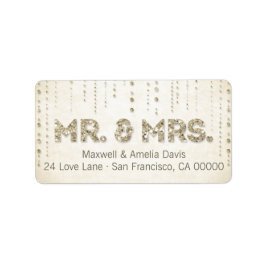Gold Glitter Look Mr & Mrs Labels