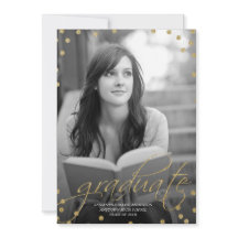 Gold Glitter look Photo Afstuderen Invitation