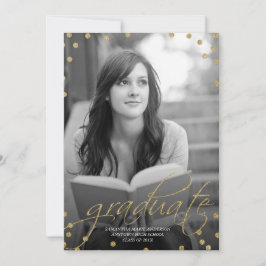 Gold Glitter look Photo Afstuderen Invitation Kaart