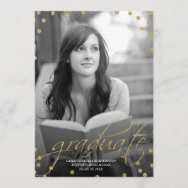 Gold Glitter look Photo Afstuderen Invitation Kaart
