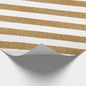 Gold Glitter look Striped Gift Wrap Cadeaupapier (Hoek)