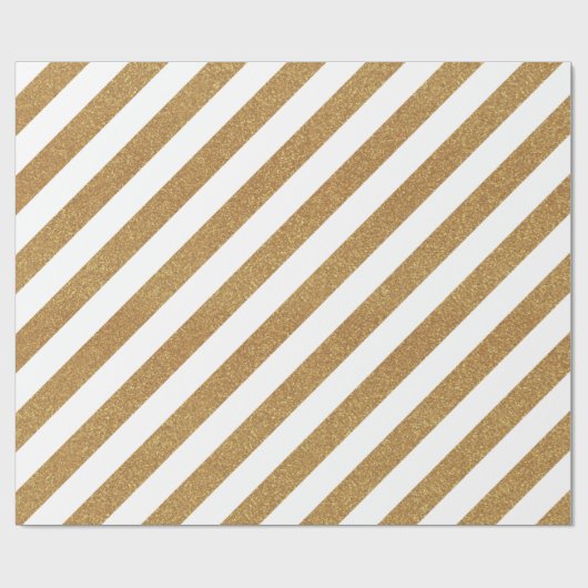 Gold Glitter look Striped Gift Wrap Cadeaupapier (Vlak)