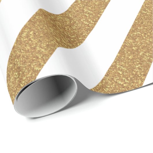Gold Glitter look Striped Gift Wrap Cadeaupapier (Rol Hoek)