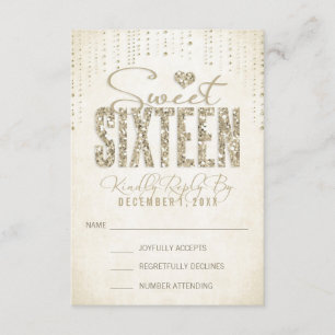 Gold Glitter look Sweet Sixteen RSVP-kaart RSVP Kaartje