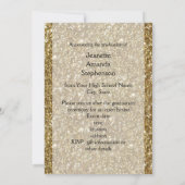 Gold Glitter-look Three 3 Foto Afstuderen Kaart (Achterkant)