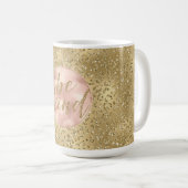 Gold Glitter Lopard Print Blush Roos Koffiemok (Voorkant rechts)