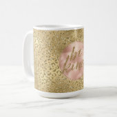 Gold Glitter Lopard Print Blush Roos Koffiemok (Voorkant links)