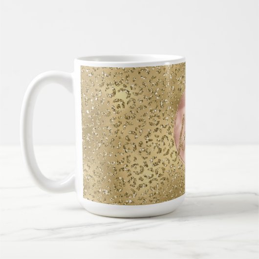Gold Glitter Lopard Print Blush Roos Koffiemok (Links)