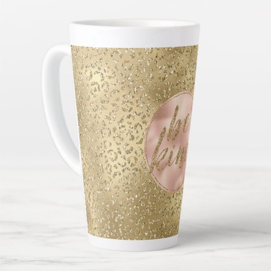 Gold Glitter Lopard Print Blush Roos Latte Mok (Linkerhoek)