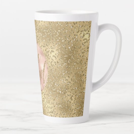 Gold Glitter Lopard Print Blush Roos Latte Mok (Rechts)