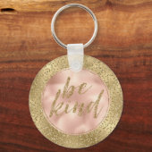 Gold Glitter Lopard Print Blush Roos Sleutelhanger (Voorkant)