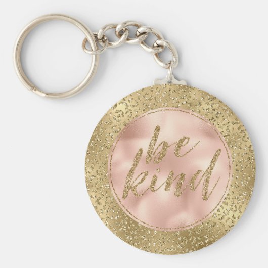 Gold Glitter Lopard Print Blush Roos Sleutelhanger (Voorkant)