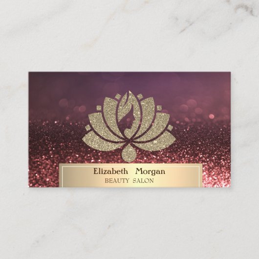 Gold Glitter Lotus Bokeh Beauty Salon Visitekaartje (Voorkant)