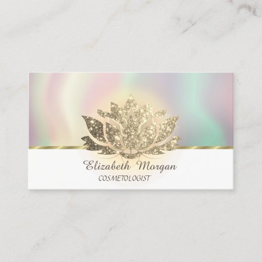 Gold Glitter Lotus Colorful Visitekaartje (Voorkant)