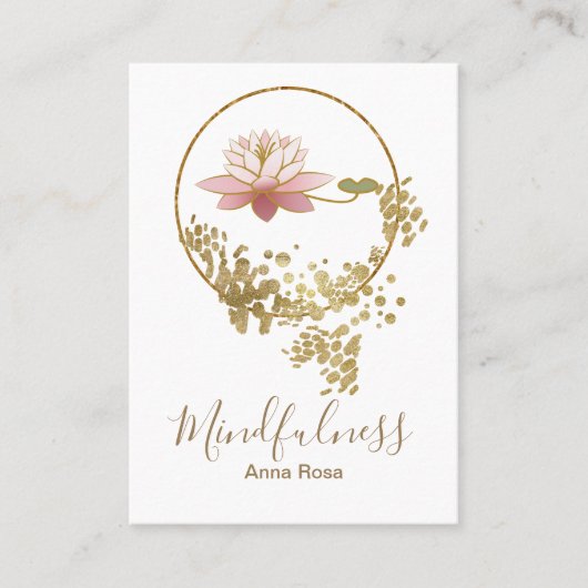 *~* Gold Glitter Lotus Meditation Mindfulness Yoga Visitekaartje (Voorkant)