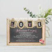 Gold Glitter Love Banner Vrijgezellenfeest Kaart (Staand voorkant)