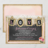 Gold Glitter Love Banner Vrijgezellenfeest Kaart (Voorkant / Achterkant)