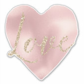Gold Glitter Love Blush Pink Heart Sticker (Voorkant)