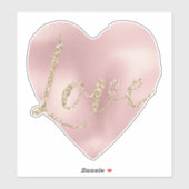 Gold Glitter Love Blush Pink Heart Sticker (Vel)