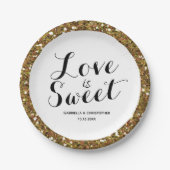 Gold Glitter Love is Sweet Paper Bord (Voorkant)
