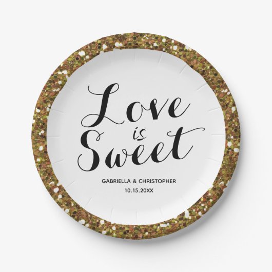 Gold Glitter Love is Sweet Paper Bord (Voorkant)