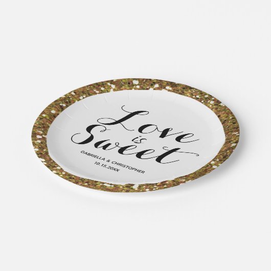 Gold Glitter Love is Sweet Paper Bord (Gekanteld)