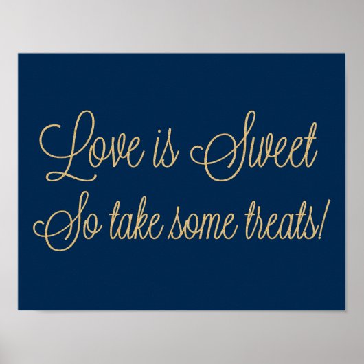 Gold Glitter Love is Sweet Take some Trets Sign Poster (Voorkant)
