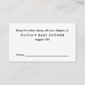 Gold Glitter Luier Raffle Ticket Informatiekaartje (Achterkant)