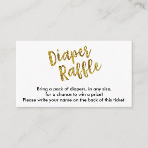 Gold Glitter Luier Raffle Ticket Informatiekaartje