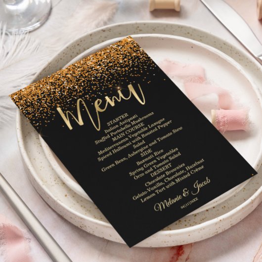 Gold Glitter Luxury flatmenu-Kaart Menu