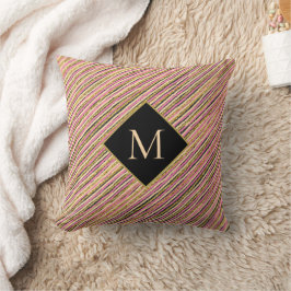 Gold Glitter Luxury Monogram Stripes Kussen