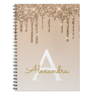 Gold Glitter Luxury Sparkle Monogram Notebook Notitieboek