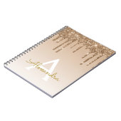 Gold Glitter Luxury Sparkle Monogram Notitieboek (Linkerzijde)