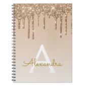 Gold Glitter Luxury Sparkle Monogram Notitieboek (Voorkant)
