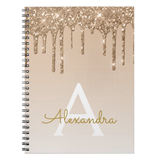 Gold Glitter Luxury Sparkle Monogram Notitieboek (Voorkant)