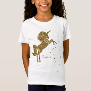 Gold Glitter Magical Unicorn & Stars Persoonlijk T-shirt