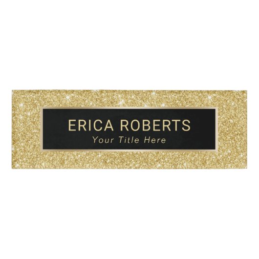 Gold Glitter Makeup Artist Hair Salon Modern Naambadge (Voorkant)