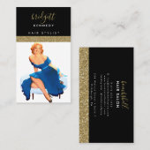 Gold Glitter Makeup Artist Hair Salon Visitekaartje (Voorkant / Achterkant)