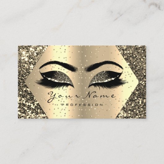 Gold Glitter Makeup Artist Lash Brow Champaigne Visitekaartje (Voorkant)